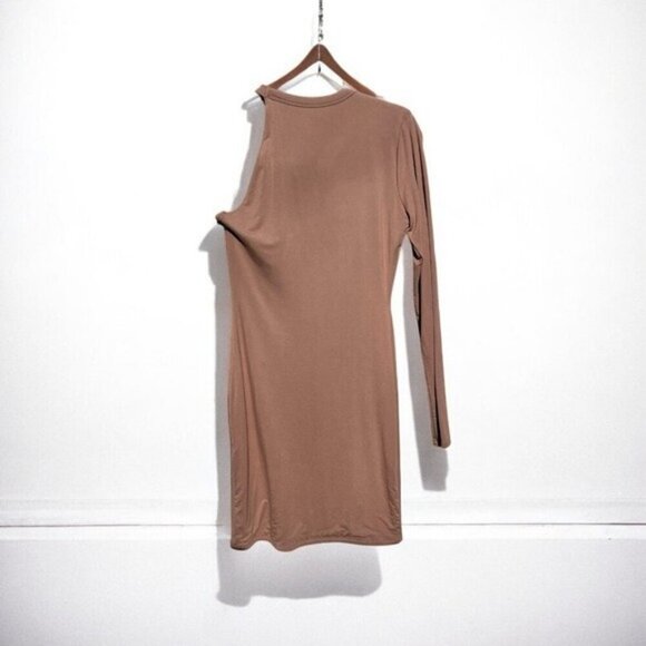 🌻NWOT Naked Wardrobe Coco Tan One-Shoulder Body-Con Minidress | Size L - Picture 5 of 8